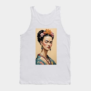 Frida's Eastern Blossom: Eastern-Inspired Portrait Tank Top